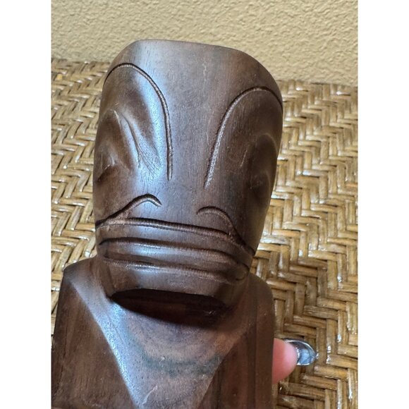 Hand-Carved Wooden Tiki Figurine Statue Decor 8" Tall - Picture 8 of 10